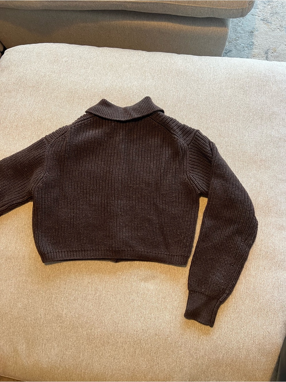 Wilfred Brown Ribbed Collared Button-Up Cardigan - Picture 6 of 8